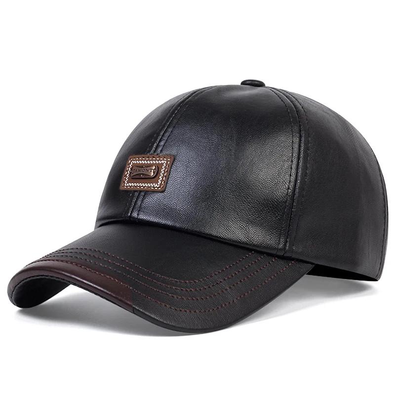 Pu Leather Letter Label Baseball Caps Spring and Autumn Outdoor Adjustable Casual Hats Sunscreen Hat