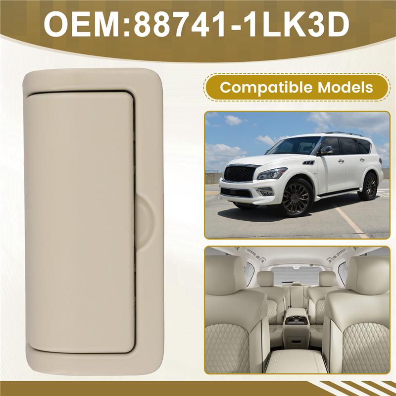 Car Rear Seat Console Cup Holder Assembly ert Cup Holder Cover 88741-1LK3D For Nissan Armada Infiniti QX56 QX80 Beige-M53K