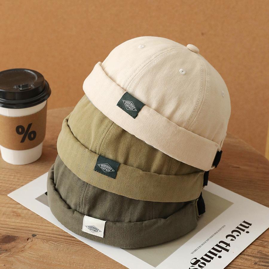 Clip on Melon Skin Hat for Women Japanese Street Versatile Landlord Hat Four Season Beanie Hat for Men Retro Dome Hip-hop Hat