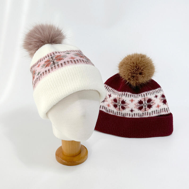 Women s Christmas Snowflake Roll-Up Hat C7569_Khaki
