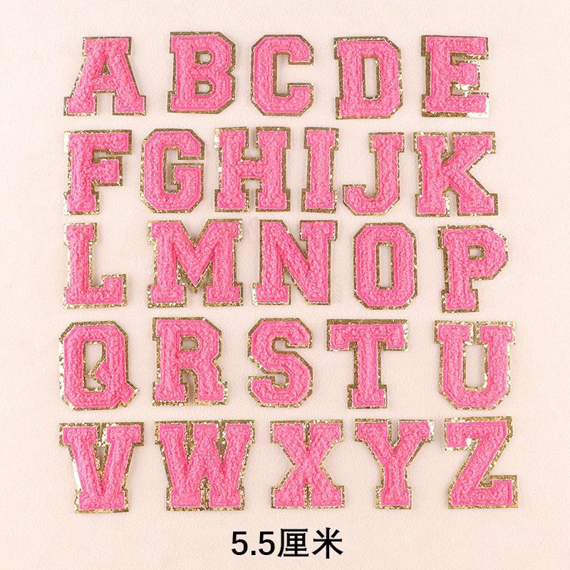 Phnom Penh Towel Embroidery 5.5 Cm English Letter Self-Adhesive Chenille Badge Sticker Clothing Accessories Embroidery Cloth Sticker