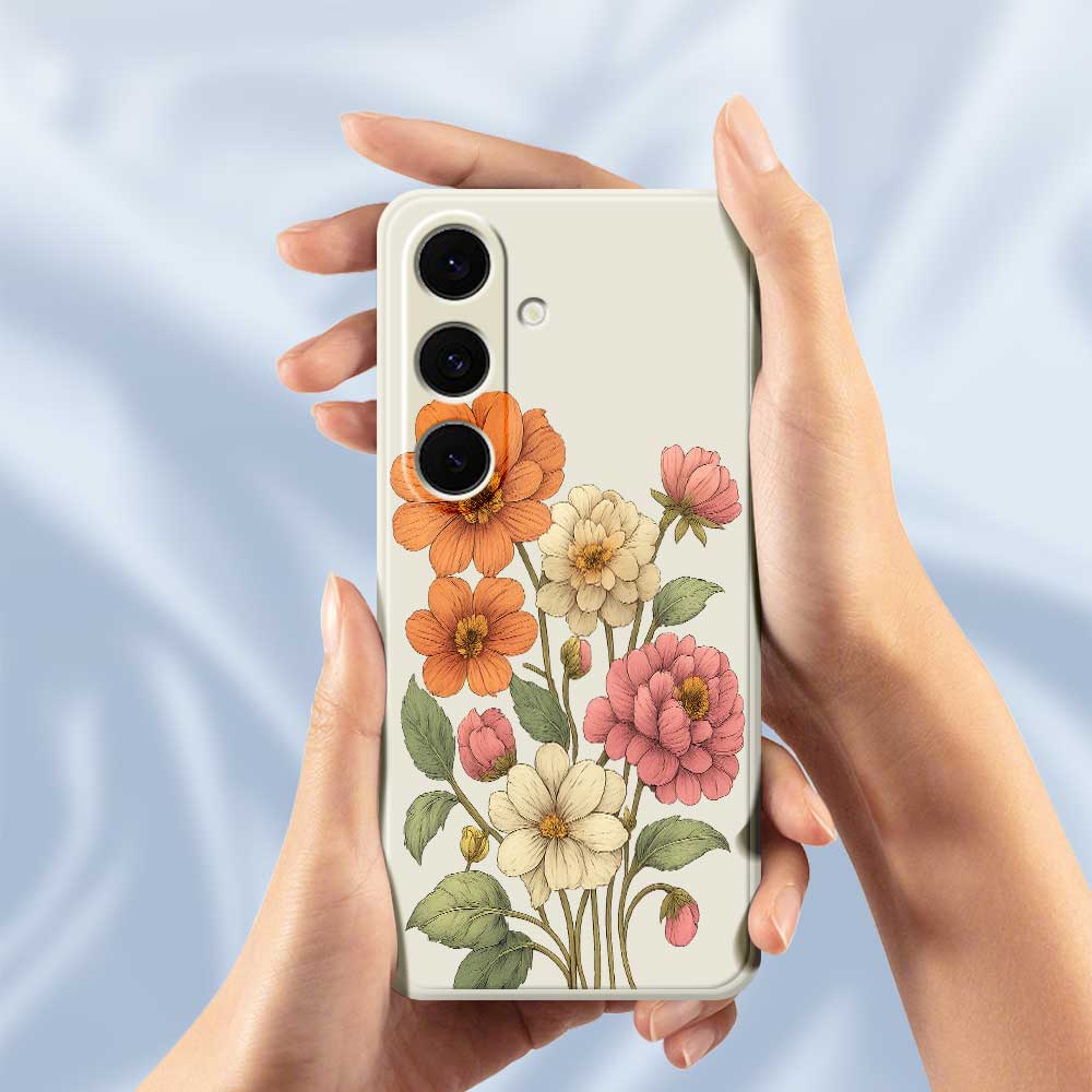 For Samsung Galaxy S24 FE Case Beautiful Flowers Pattern Printing Straight Edge TPU Phone Back Cover