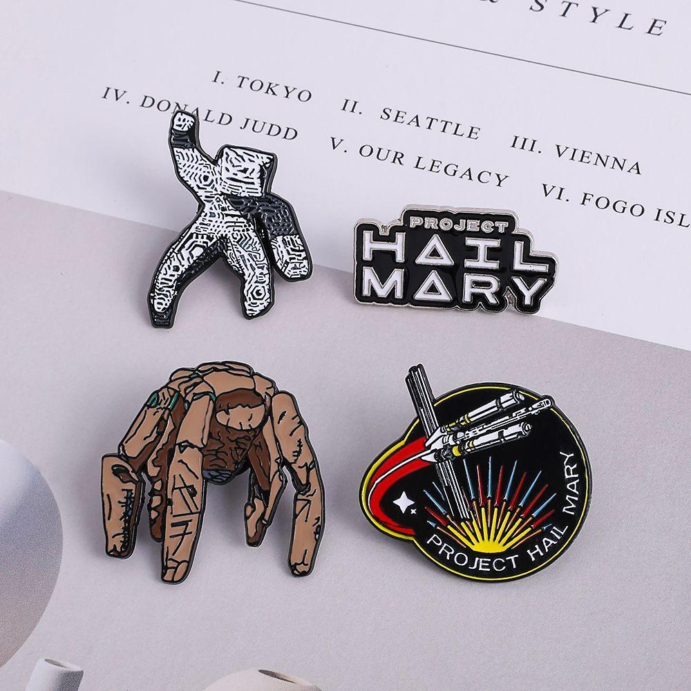 2026 HotNew Premium 4 Pack Project Hail Mary Sci-Fi Space Metal Enamel Pins Badge Brooch Backpack Jacket Decor Collectible Gifts
