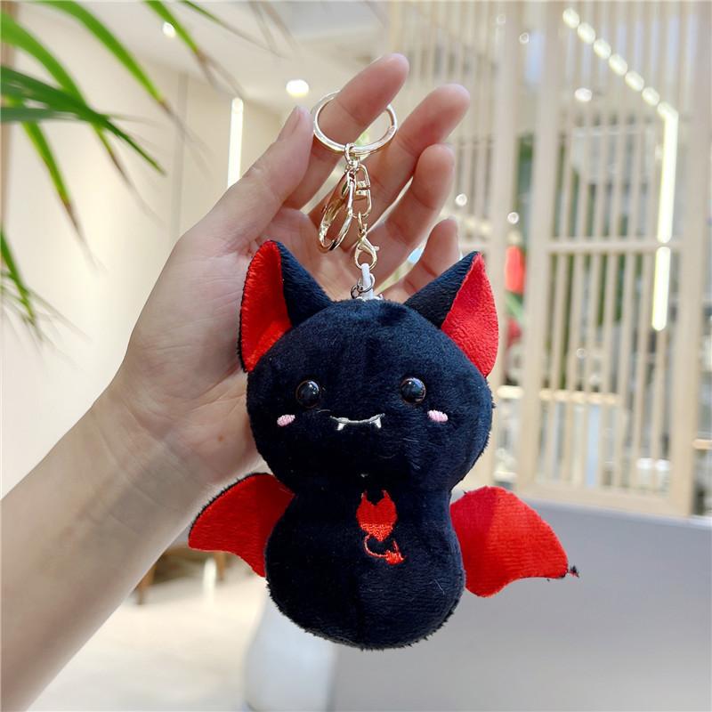 Cute Bat Plush Keychain Mini Soft Stuffed Animal Toy Doll Keyring Bag Backpack Charm Boys Girls Halloween Gift Decor