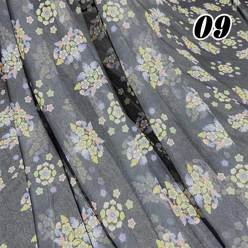 100*150cm Tecido Chiffon Floral Estilo Chinês Grupo de Chá Estampa Floral Tecido DIY Vestido Hanfu Fantasia de Dança de Casamento Decoração