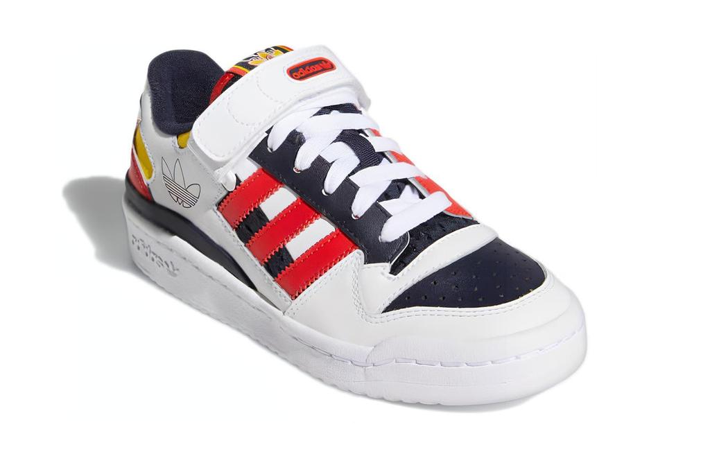 adidas Originals FORUM Cushioning, Wear Resistant Low Top Skateboard Shoes White Blue Red Teenagers H04423