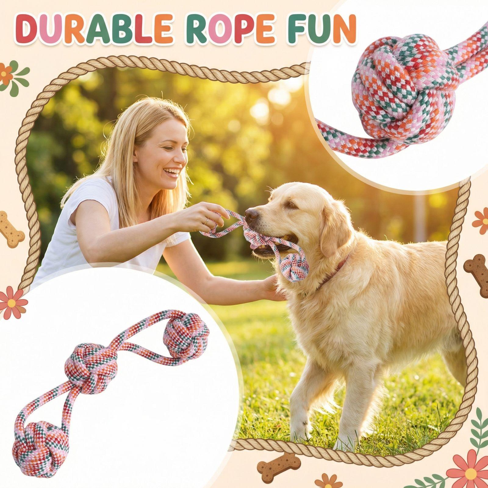

Dog Cotton String Toys Resistant To Chewing Grinding Teeth Relieving Boredom Pet Toys One Size розовый