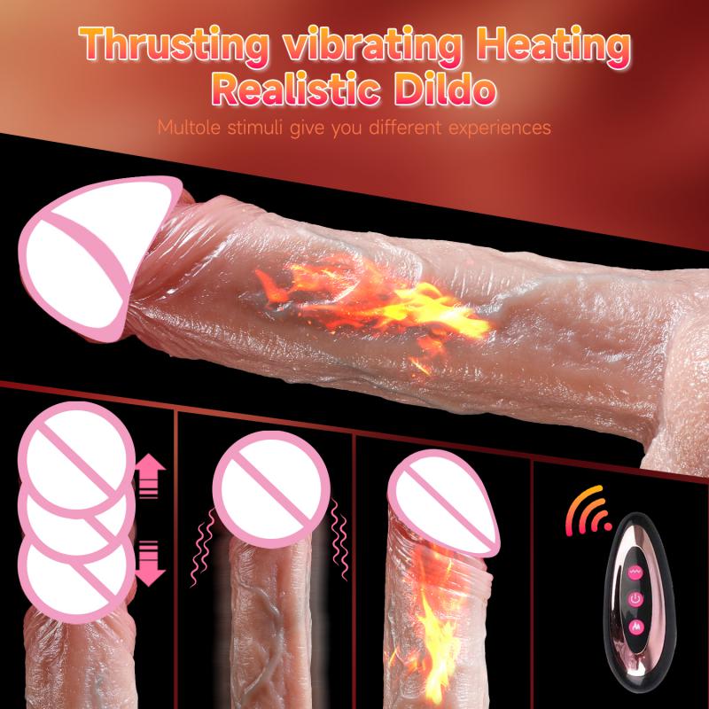 Telescopic Female Vibrator Dildo for Remotely Controlled Heating Realistic Big Penis Massager Masturbator Sex Toys for Women Men