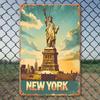 Vintage Tin Sign Statue of Liberty  WeatherResistant PreDrilled Wall Decor for Home and Bar