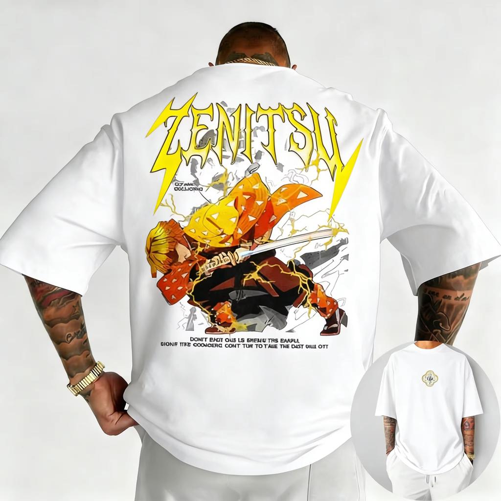 2026 New Summer Mens Tshirt  Demon Slayer Anime Shinee Print  Cool and Trendy Harajuku Style  Fashionable Casual Wear