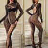 Hot Sexy Leopard Fishnet Bodysuit Women Sexy Lingerie Porn Roleplay Outfits Full Bodystockings Lace Underwear Fashion Jumpsuit