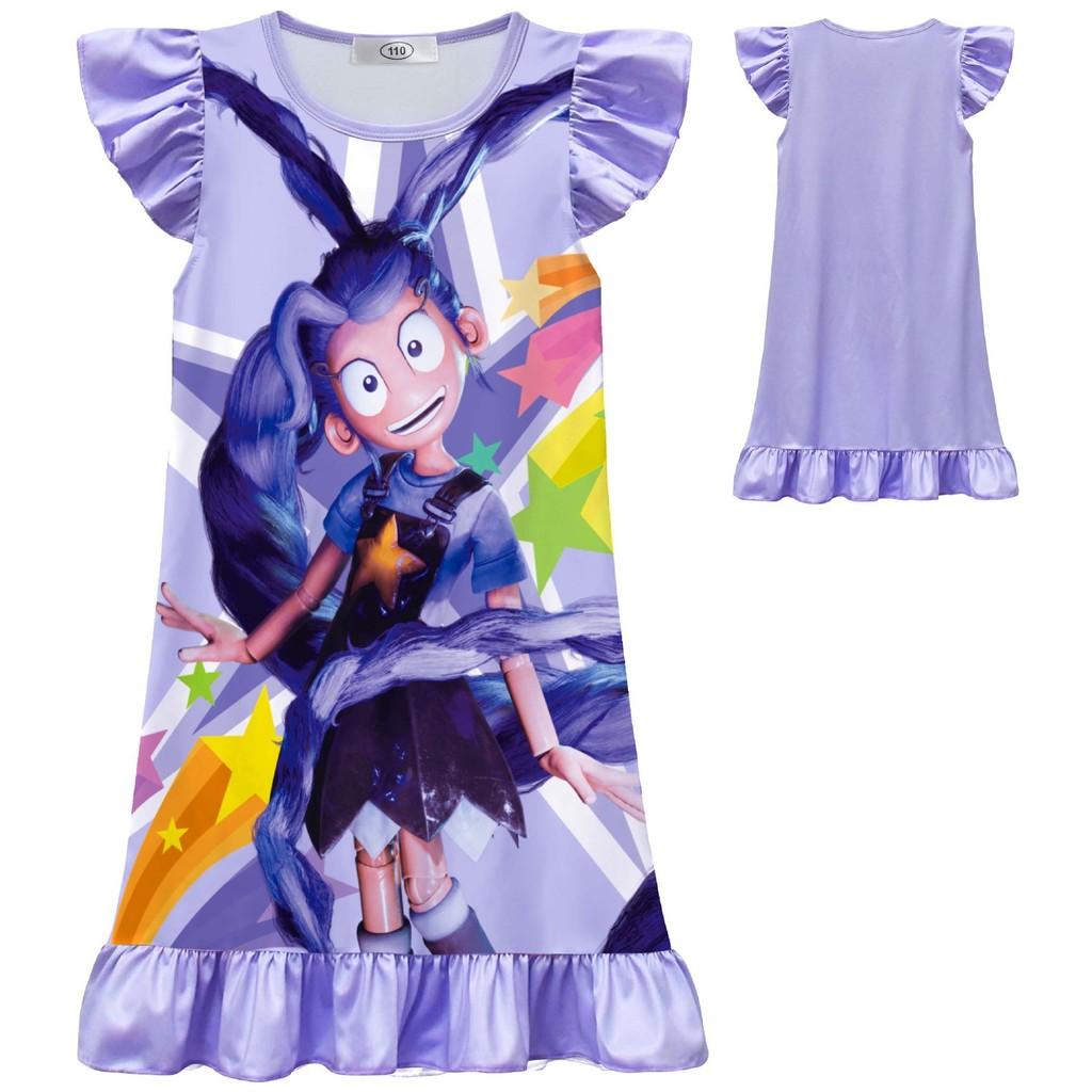 82621 Kids Girls Bobi Time Lily Printed Ruffle Casual Dress