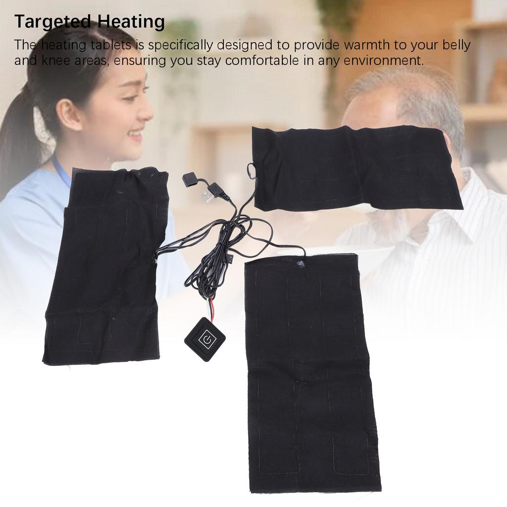 Electric USB Heated Pad 5V 2A Lightweight Clothing Heating Tablets Adjustable Temperature Warmer for Belly Knees