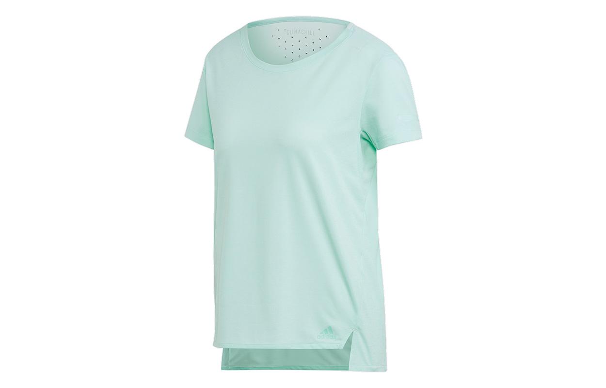 Adidas T Shirts Women s Clear Mint Green Crew Neck Moderate Straight Fit EI6377 L