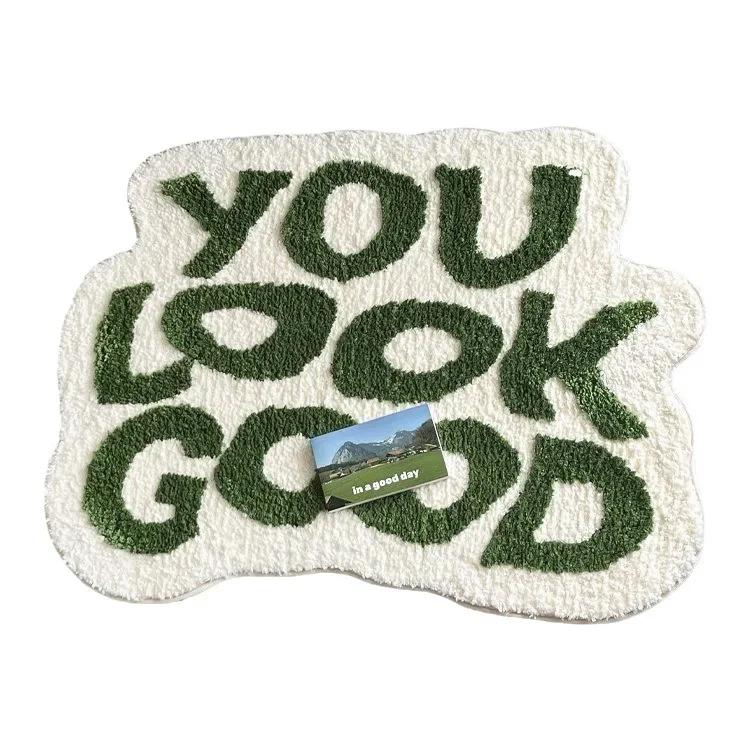 Minimalist Home Decoration, Indoor Carpet, Floor Mat, Bedside Bedroom, Absorbent and Non Slip Letter, Imitation Cashmere