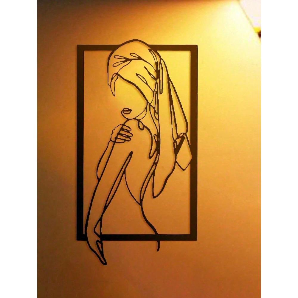 Modern Black Metal Kneeling Woman Wall Art Sculpture Home Decor Gift