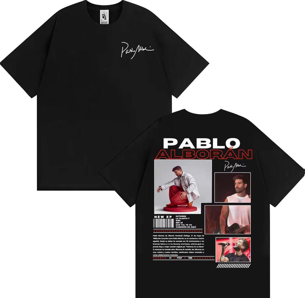 

2026 Rappeur Pablo Alborán Global Tour T-shirt Hommes Femmes Harajuku Hip Hop Streetwear Coton Décontracté à Manches Courtes ... S разноцветный