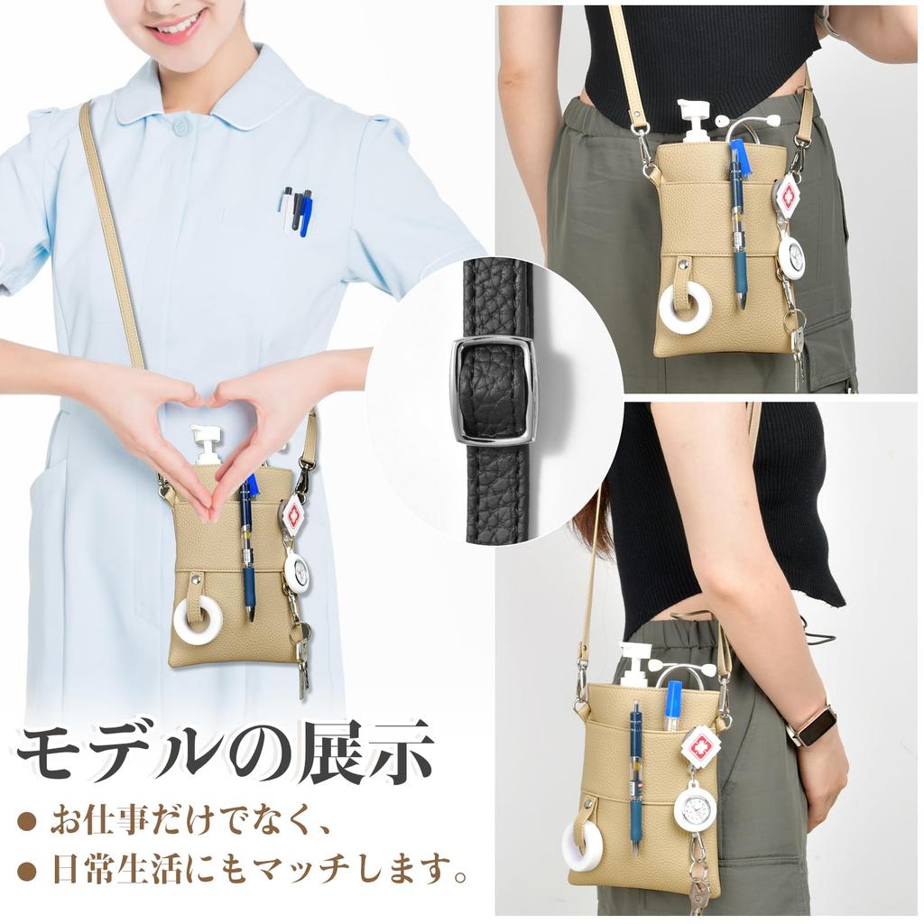 Ganve Nurse Made in Small Waist Large Cute Character Pocket Pink Pouch, Japan, Women's Pouch, Multifunctional, Capacity, Lightweight, Leather-Look