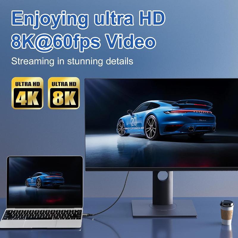 USB4 Thunderbolt 4 Type-C Data Cable, 240W Fast Charge, 40Gbps Transfer, Dual-Headed