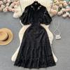 European Gold Style Embroider Ruffle Sleeve Princess Dress Lace