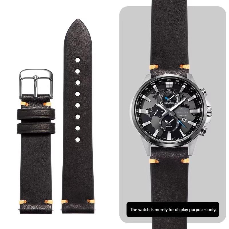22mm 23mm high-quality genuine leather watch strap For Casio EDIFICE EFR-552D/539/303 EFV-650D MDV-107D Men's Cowhide watchband