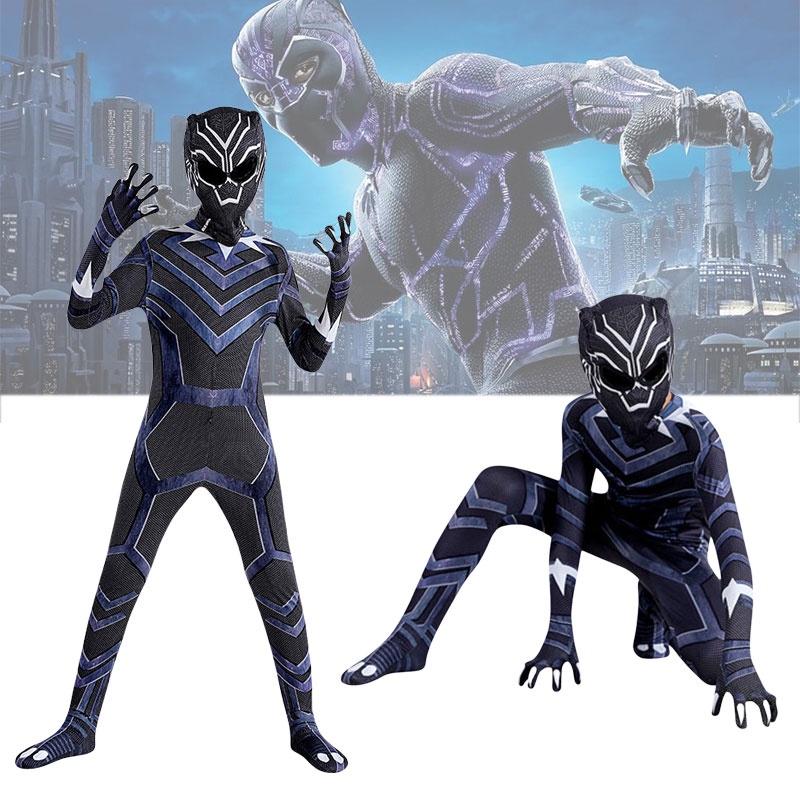 תחפושת ג'אמפסוט קוספליי פנתר שחור 2 למבוגרים להאלווין בד סיבי פוליאסטר מידות 160-190