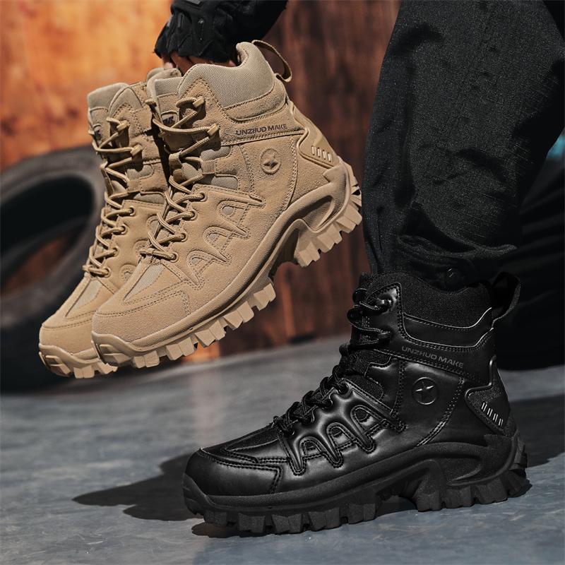 Military Tactical Boots Desert Combat Outdoor Army Hiking Shoes Waterproof Travel Shoes Leather Male Ankle Boots