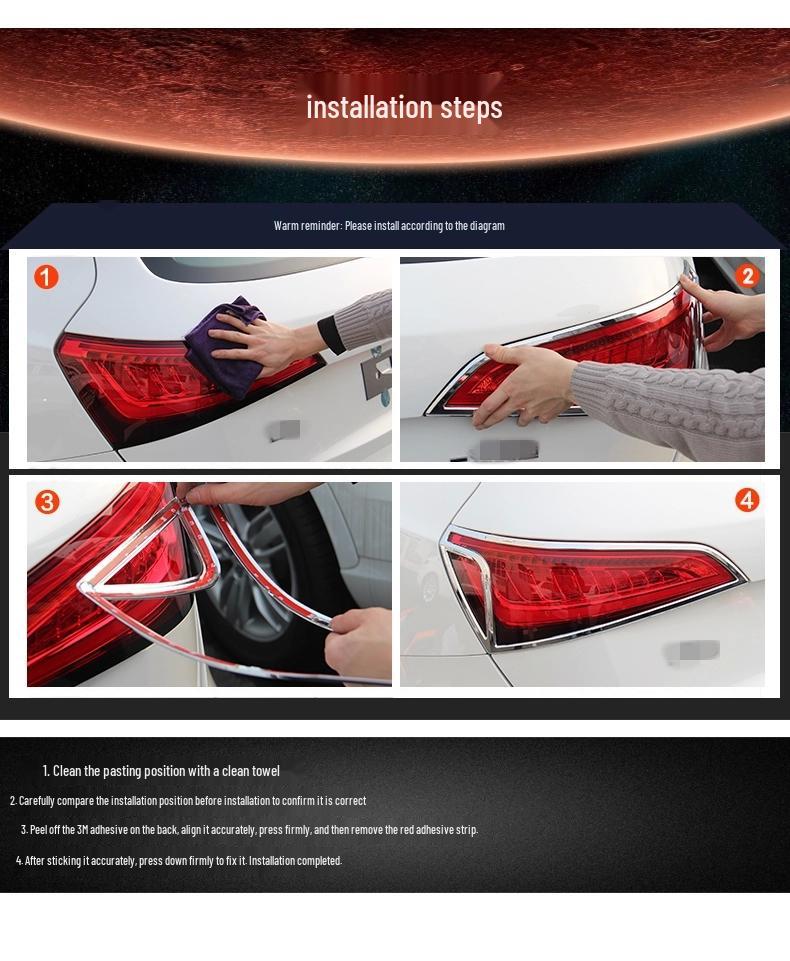 Chery Taillight & Headlight Eyebrow Frame Set - 3 Piece Lampshade Modification Kit.