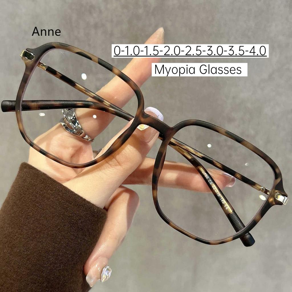 Ultra Light Myopia Glasses Men Women Minus Diopter Eyeglasses Trendy Large Size Square Frame Near Sight Eyewear Eyeglasses