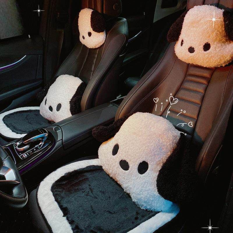 Winter Cute Pacha Dog Car Steering Wheel Cover Warm Plush Men and Women Cartoon Internet Celebrity Non-Slip Car Handle Cover Goddess