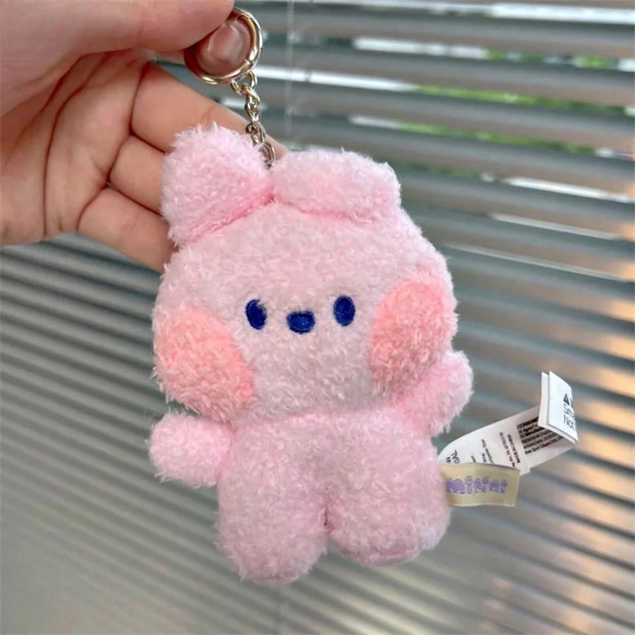 LINE FRIENDS BT21 Anime Kpop und Cartoon-Thema 8cm Mini-Tier COOKY RJ TATA Plüsch Schöner Schlüsselanhänger und Rucksackanhänger