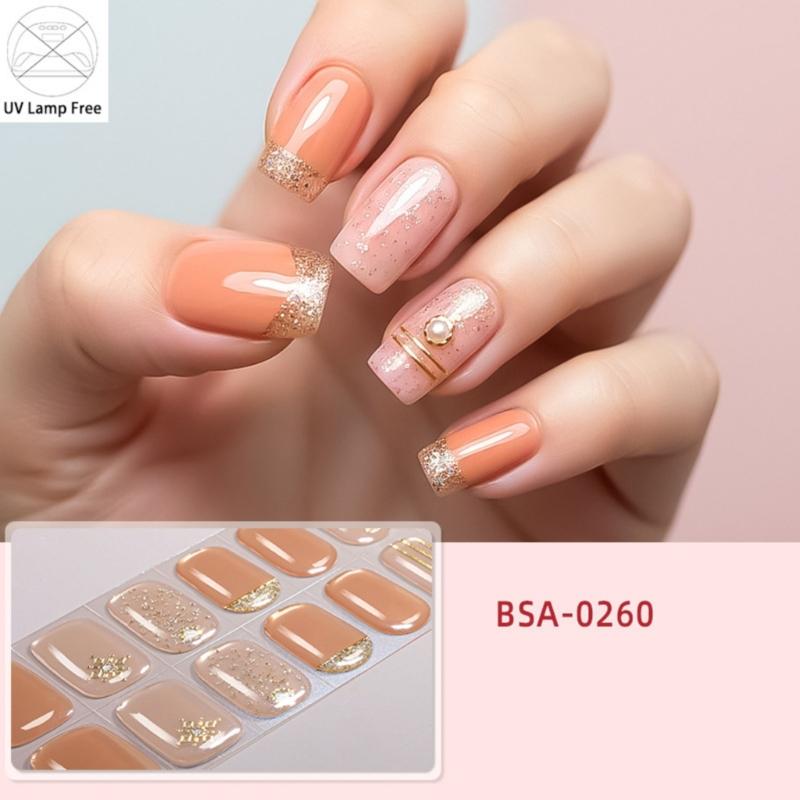 Quickly dry SelfAdhesive Nail Art Stickers Soft Waterproof Materials Gel Nail Strips For Daily Use And Special Occasions