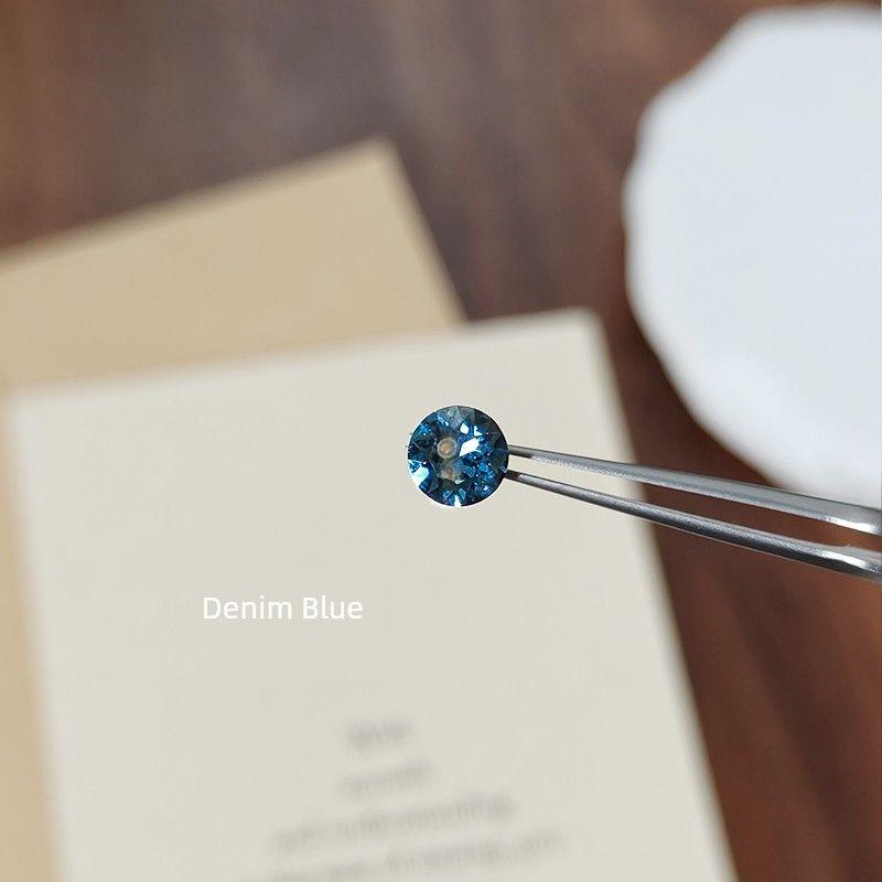 

Buy Two Get One Free! Rhinestone Huazi Stud Earrings Titanium Steel Flats High Otica Ear Ear Bone Pin Everyday Joker Earrings Beautiful [Single Pack (Denim Blue)] 0.8 Thick Rod 6mm Long