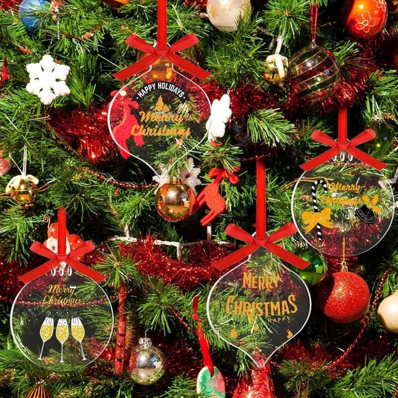25PCS Clear Christmas Ornament Blanks Unbreakable Acrylic Hanging Decorations for Custom Holiday Crafts