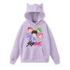 Damemote Casual Langermet trykt Rundhals hettegenser Pullover Topp med lommer