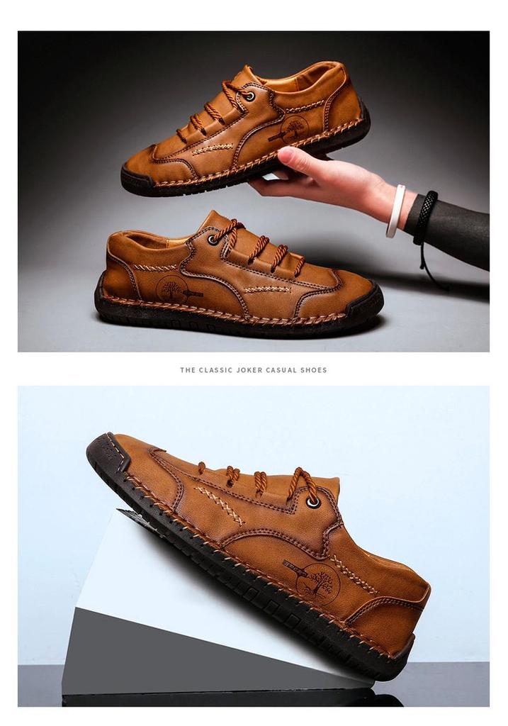 Hot Selling Men's Casual Leather Shoes - New Spring 2020, British Style, Versatile Low-Top Handmade Youth Footwear