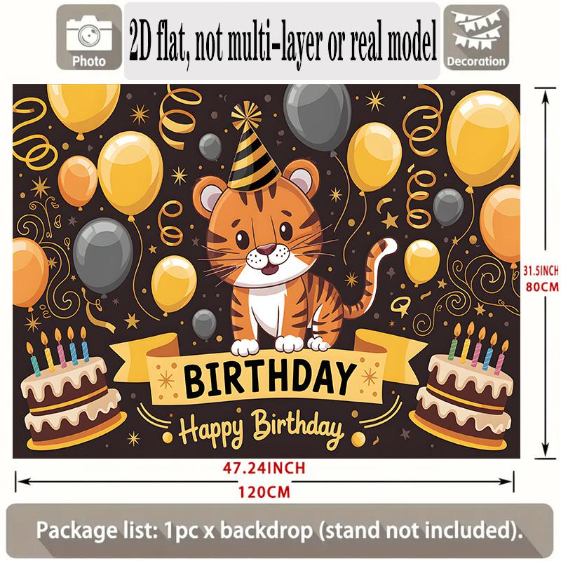 Tiger Birthday Backdrop 1pc - Wall Hanging Decor