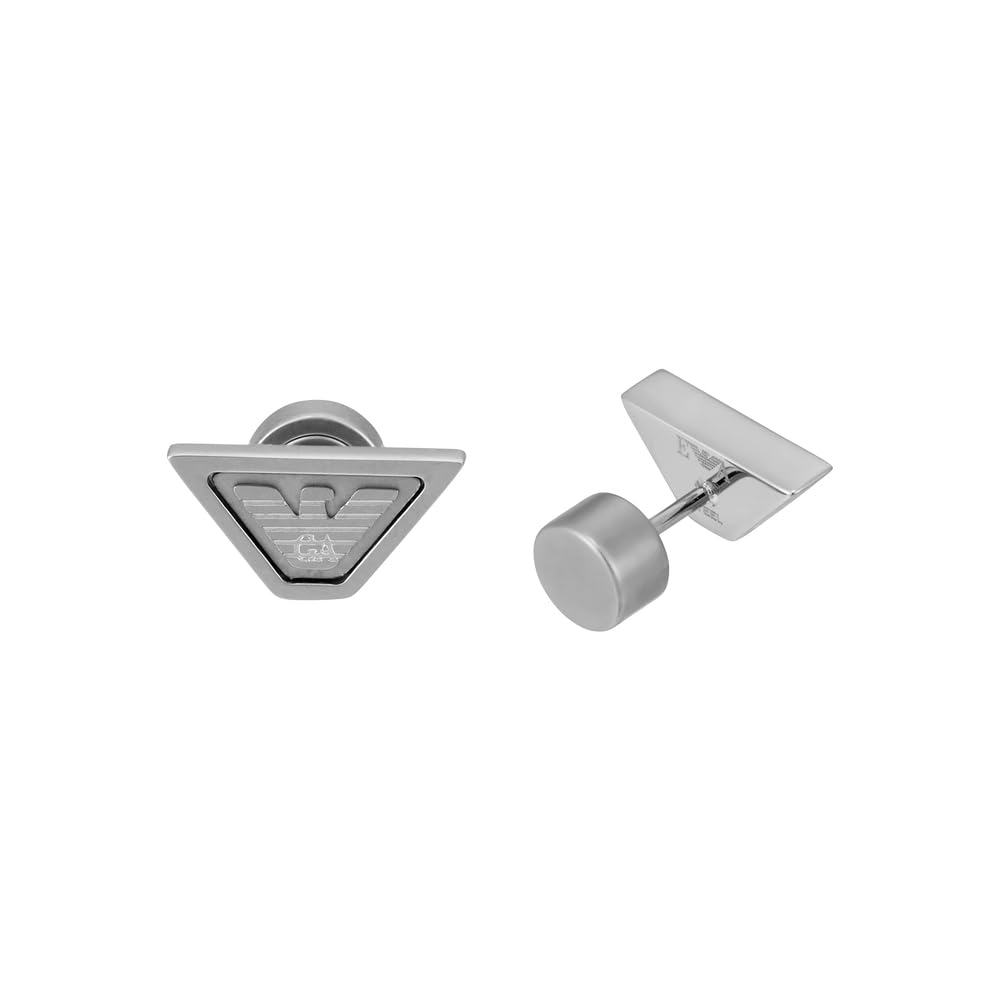 Emporio Armani Silver Stainless Steel One Stainless No Jewels Men's Earrings, EGS3130040, Size, Steel,