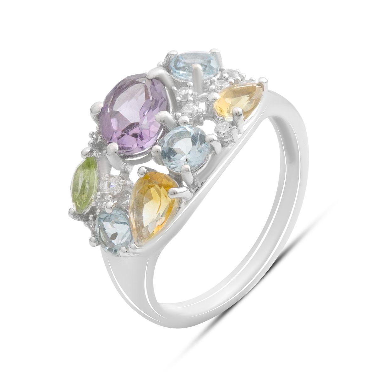 

Silver ring with natural amethyst 2.902ct, citrine, chrysolite, topaz, item weight 4.16 g (2193234) 18 аметист