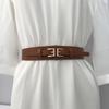 Stylish Women's Elastic Waist Belt With Double Buckles For Dresses And Coats In Black And Camel