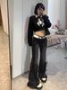 Women's Summer Ins Style Denim Bell Bottom Pants - Dark, Trendy High Street Niche Design