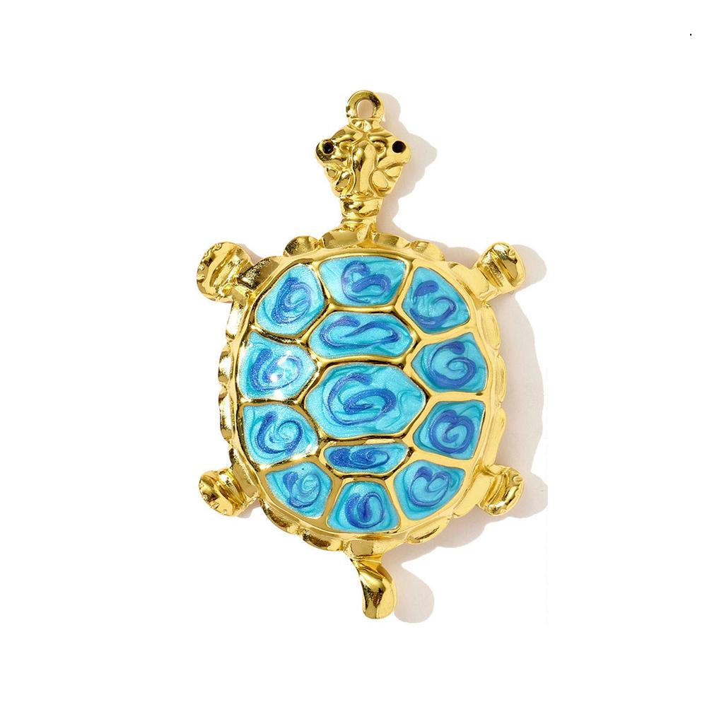 1pc Stainless Steel Colored Enamel Fish Turtle Necklace Pendants Pearl Conch DIY Charms Women Ocean Style Jewelry