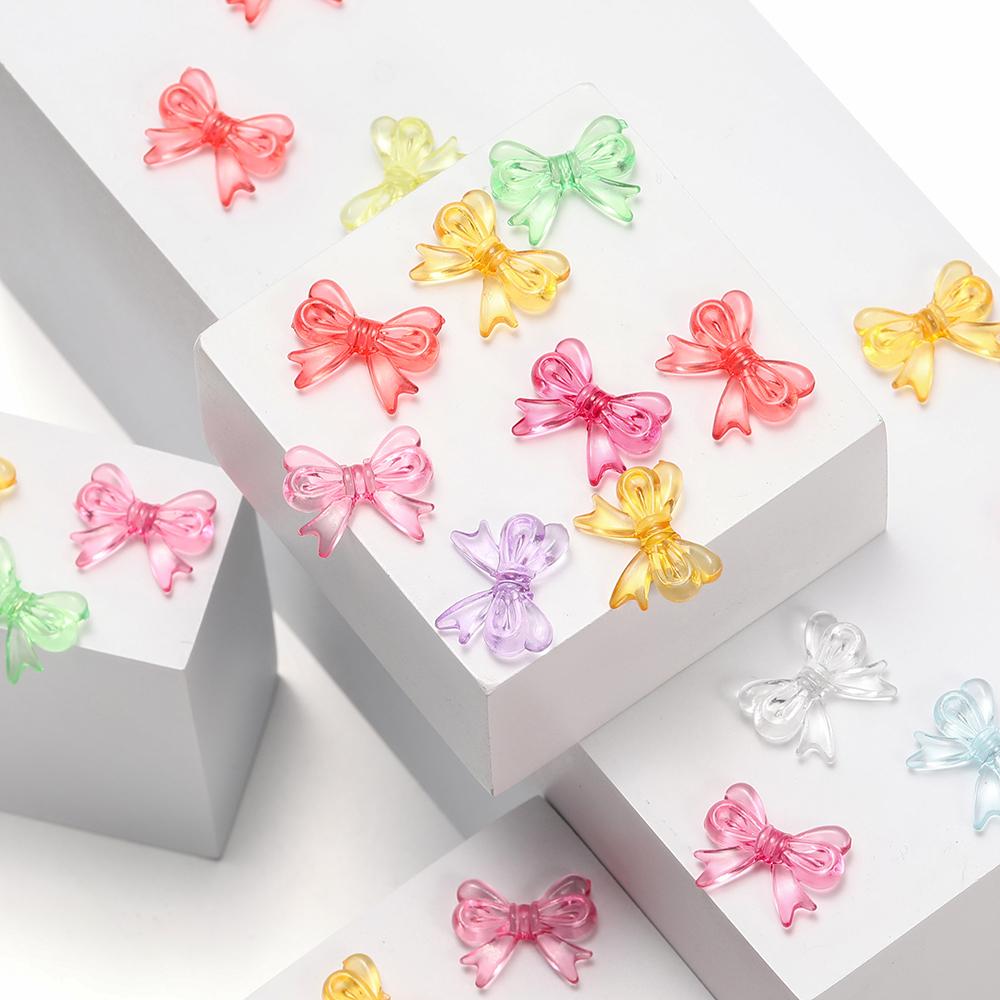 30Pcs/Lot 14x18mm Bowknot Transparent Bow Spacer Beads Earrings Making Charm Pendants for Necklace Jewelry Making Accessories