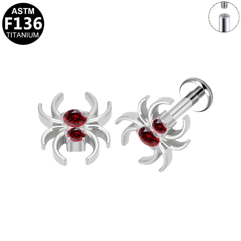 Titanium G23 Spider Lip & Cartilage Stud with Internal Thread 1.2*8mm