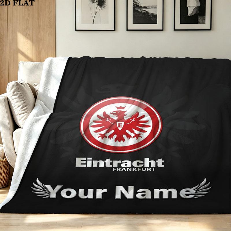 1PC Eintracht Frankfurt Custom Name Patterned Flannel Blanket Suitable For All Seasons for Home Decor Warmth and Comfort Gifts Holiday Present