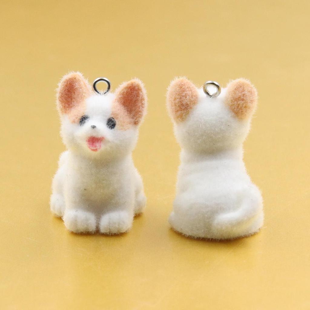 DIY Flocking 3D Small Dog Pendant: Corgi, Teddy, Rabbit Keychain