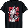 Retro Cyberpunk Girl Samurai Anime Warrior Katana  T-Shirt