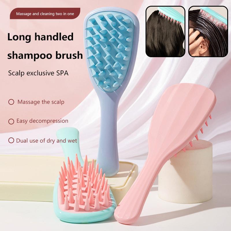 Long Handle Shampoo Brush Silicone Scalp Massage Comb Hair Washing Brush Head Massager Bath Brush Body Scrubber Hair Accessories