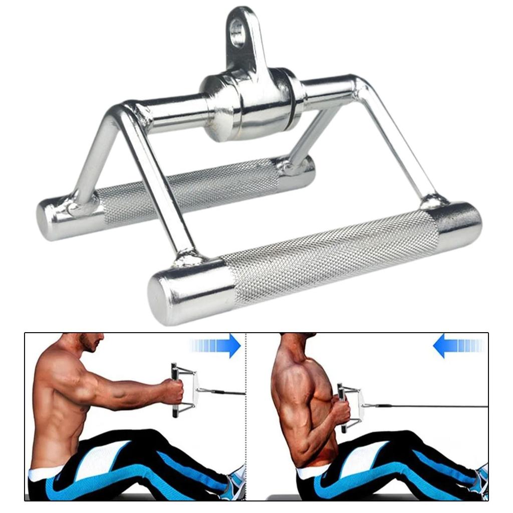 D Row Handle Press Down Bar Cable System Attachment Non Slip LAT Pull Gym V