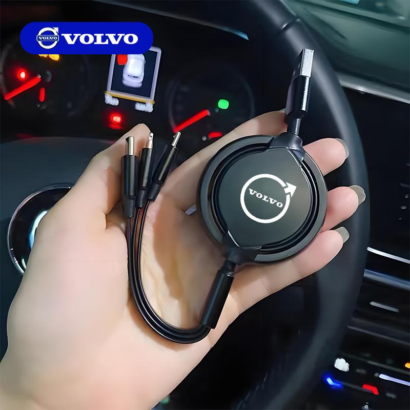 3 In 1 USB Fast Charging Cable Type C Car Charger Accessories For Volvo XC90 V90 V60 XC60 V40 EC40 EX40 S80 S60 S90 C40 XC40 V70 KI6